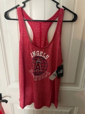 New Era Red Striped Los Angeles Angels Racerback Tank size large